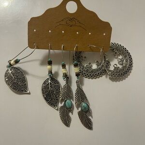 Turquoise Leaf Earrings Set